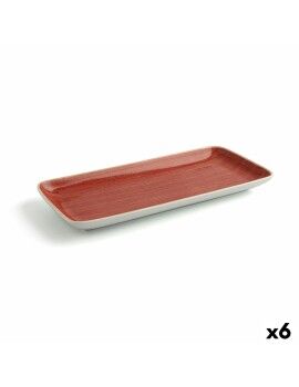 Fuente de Cocina Ariane Terra Rectangular Cerámica Rojo (36 x 16,5 cm) (6 Unidades)