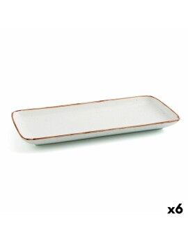 Fuente de Cocina Ariane Terra Rectangular Cerámica Beige (28 x 14 cm) (6 Unidades)