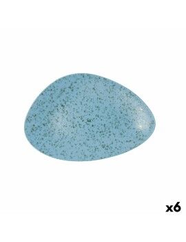 Plato Llano Ariane Oxide Triangular Cerámica Azul (Ø 29 cm) (6 Unidades)