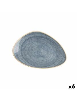 Plato Llano Ariane Terra Triangular Azul Cerámica Ø 29 cm (6 Unidades)