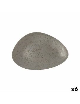 Plato Llano Ariane Oxide Triangular Cerámica Gris (Ø 29 cm) (6 Unidades)