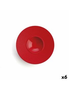 Prato Fundo Ariane Antracita Cerâmica Vermelho (Ø 28 cm) (6 Unidades)
