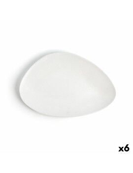 Plato Llano Ariane Antracita Triangular Cerámica Blanco (Ø 29 cm) (6 Unidades)