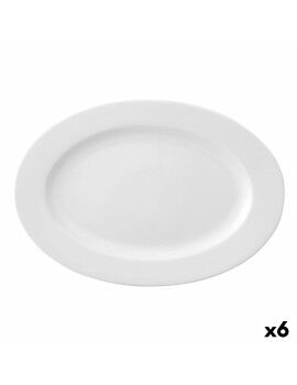 Plato Llano Ariane Prime Ovalado Cerámica Blanco (32 x 25 cm) (6 Unidades)