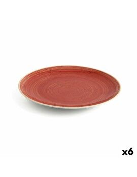 Plato Llano Ariane Terra Cerámica Rojo (24 cm) (6 Unidades)