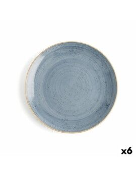 Plato Llano Ariane Terra Cerámica Azul (Ø 27 cm) (6 Unidades)