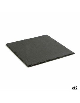 Bandeja de Cerámica Efecto Pizarra Quid Gastro Fun Negro (25 x 25 cm) (12 Unidades)