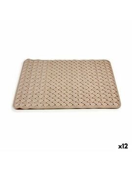 Alfombra de baño Trenzado Beige PVC (0,03 x 50 x 50 cm) (12 Unidades)