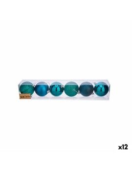 Conjunto de bolas de Natal Azul Plástico Ø 7 cm (12 Unidades)