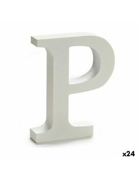 Letra P Madeira Branco (2 x 16 x 14,5 cm) (24 Unidades)