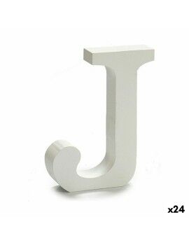 Letra J (24 Unidades) Blanco Madera 2 x 11 cm