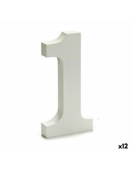 Número 1 Madera Blanco (1,8 x 21 x 17 cm) (12 Unidades)