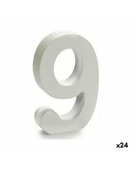 Número 9 Madeira Branco (2 x 16 x 14,5 cm) (24 Unidades)