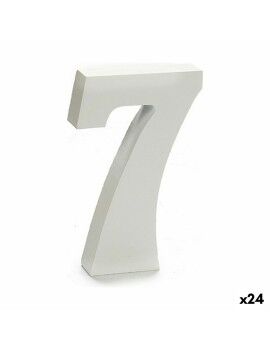 Número 7 Madeira Branco (2 x 16 x 14,5 cm) (24 Unidades)