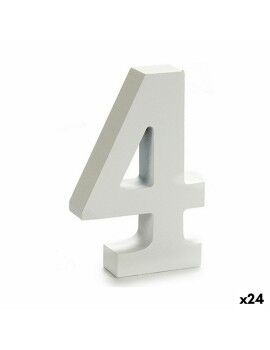 Número 4 Madeira Branco (2 x 16 x 14,5 cm) (24 Unidades)