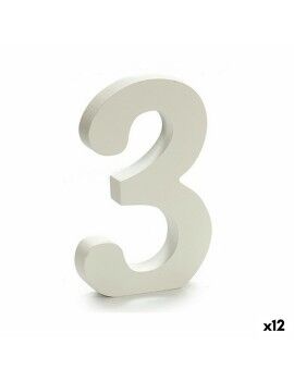 Número 3 Madeira Branco (1,8 x 21 x 17 cm) (12 Unidades)