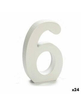 Número 6 Madeira Branco (2 x 16 x 14,5 cm) (24 Unidades)