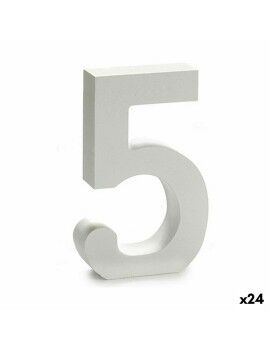 Número 5 Madeira Branco (2 x 16 x 14,5 cm) (24 Unidades)