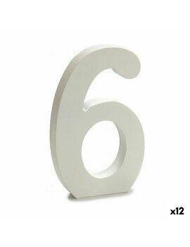 Número 6 Madeira Branco (1,8 x 21 x 17 cm) (12 Unidades)