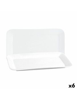 Recipiente de Cozinha Quid Basic Retangular Cerâmica Branco (35,8 x 21 cm) (6 Unidades)