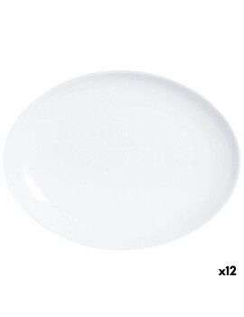 Fuente de Cocina Luminarc Diwali Ovalado Blanco Vidrio (33 x 25 cm) (12 Unidades)