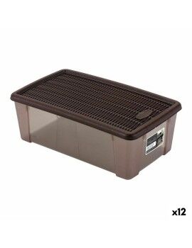 Caja con Tapa Stefanplast 19,5 x 11,5 x 33 cm Plástico Chocolate 5 L (12 Unidades)