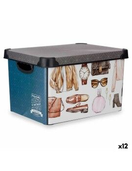 Caja de Almacenaje Vintage Con asas Plástico Vintage 22 L (30 x 23,5 x 40 cm) (12 Unidades)