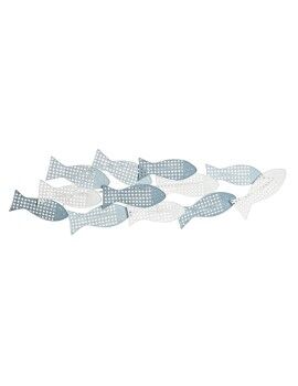 Decoração de Parede DKD Home Decor Azul Branco Mediterrâneo Peixes 100 x 5 x 30 cm