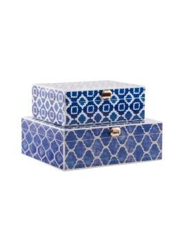 Caja-Joyero DKD Home Decor Azul Azul marino Madera 24 x 20 x 8 cm (2 Unidades)