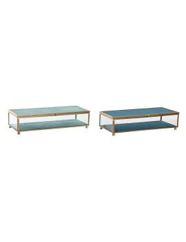 Caja-Joyero DKD Home Decor Cristal Metal Turquesa Azul cielo 25 x 10 x 5 cm (2 Unidades)