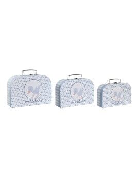 Juego de Cajas Decorativas DKD Home Decor 28 x 9,5 x 20 cm Azul Metal Multicolor Cartón