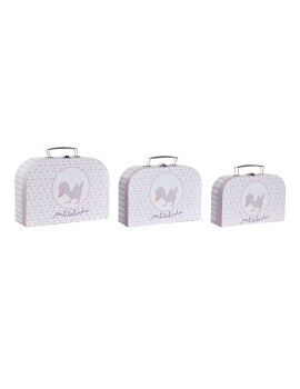 Juego de Cajas Decorativas DKD Home Decor 28 x 9,5 x 20 cm Rosa Metal Multicolor Cartón