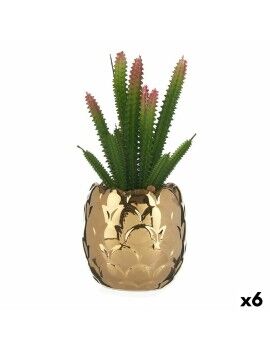 Planta Decorativa Cerámica Dorado Cactus Verde Plástico 6 Unidades