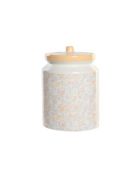 Bote DKD Home Decor 15 x 15 x 21 cm Blanco Amarillo Dolomita Shabby Chic