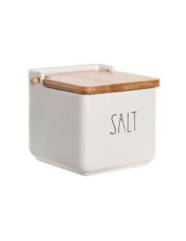 Salero con Tapa DKD Home Decor 11,5 x 11,5 x 11 cm Blanco 750 ml Dolomita