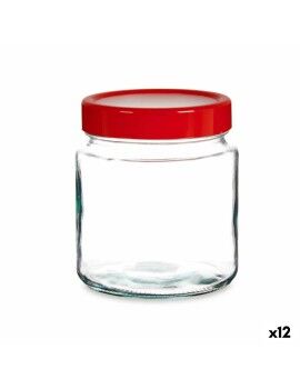 Bote Rojo Transparente Vidrio Polipropileno (1 L) (12 Unidades)