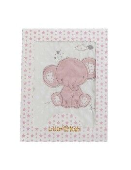 Manta para Bebé Elefante Cor de Rosa Bordado Dupla face 100 x 75 cm