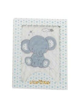 Manta para Bebé Elefante Azul Bordado Dupla face 100 x 75 cm