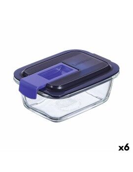 Fiambrera Hermética Luminarc Easy Box Azul Vidrio (380 ml) (6 Unidades)