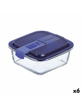 Lancheira Hermética Luminarc Easy Box Azul Vidro (760 ml) (6 Unidades)