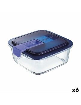 Lancheira Hermética Luminarc Easy Box Azul Vidro (6 Unidades) (1,22 L)