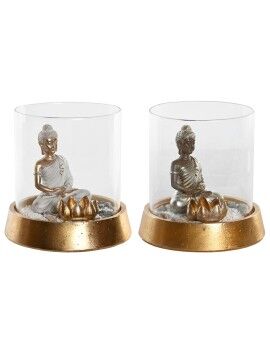 Figura Decorativa DKD Home Decor Plateado Dorado Oriental 16 x 16 x 18 cm (2 Unidades)