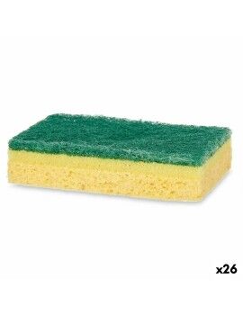 Conjunto de esfregões Amarelo Verde Cellulose Fibra abrasiva 10,5 X 6,7 X 2,5 cm