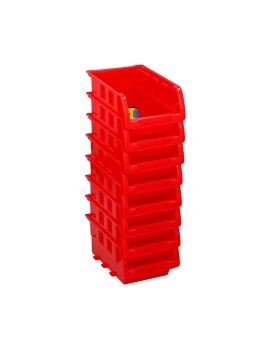 Conjunto de Caixas de Organização Empilháveis Kinzo Vermelho 12 x 10 cm Polipropileno (8 Unidades)