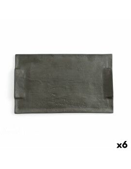 bandeja de aperitivos Quid Mineral Cerâmica Preto 30 x 18 cm (6 Unidades)
