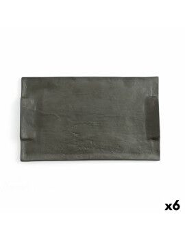 Bandeja de Aperitivos Quid Mineral Gres Negro Cerámica 30 x 18 cm (6 Unidades)