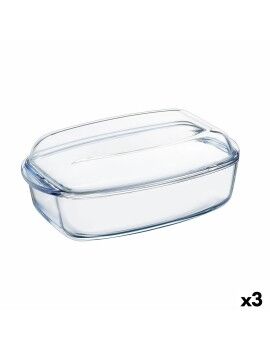 Fuente de Cocina Pyrex Classic Con Tapa 4,5 L 38 x 22 x 11 cm Transparente Vidrio (3 Unidades)