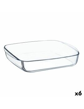 Recipiente de Cozinha Ô Cuisine Quadrado 25 x 22 x 5 cm Transparente Vidro (6 Unidades)