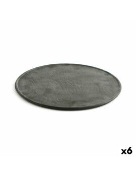 Bajo Plato Quid Mineral Gres Cerámica Negro Ø 33 cm (6 Unidades)