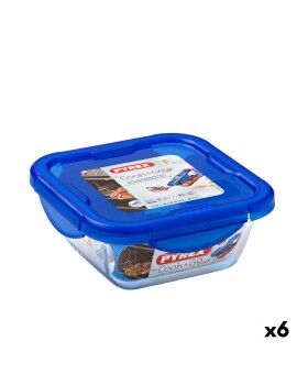 Fiambrera Hermética Pyrex Cook & Go 16,7 x 16,7 x 7 cm Azul 850 ml Vidrio (6 Unidades)